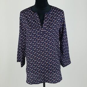 Market & Spruce M pullover shirt split neck blous